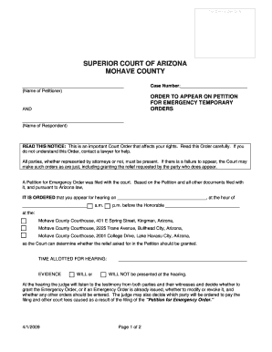 Arizona Emergency Temporary Order