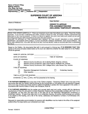Arizona Order to Appear