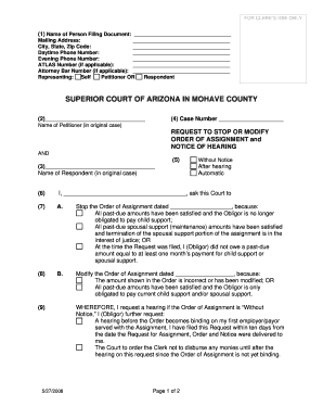 Request to Stop or Modify Order of Assignment