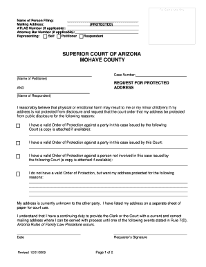 Arizona Request for Protected Address