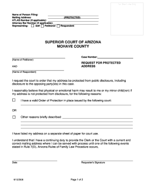 Arizona Request for Protected Address