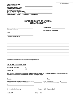Arizona Motion to Appear