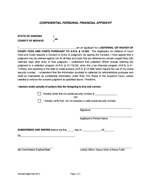 Confidential Personal Financial Affidavit