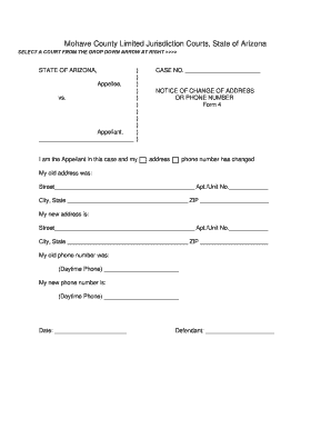 Arizona Notice of Change of Address
