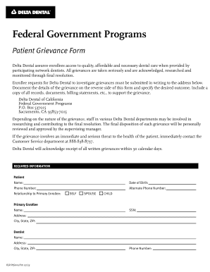 Delta Dental Patient Grievance Form