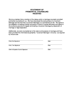 Arizona Covenant Marriage Premarital Counseling Statement