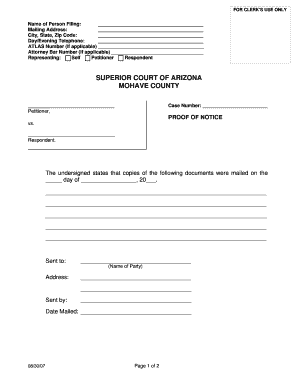 Arizona Proof of Notice Form