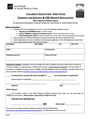 Childbirth Education Consent and Waiver Application