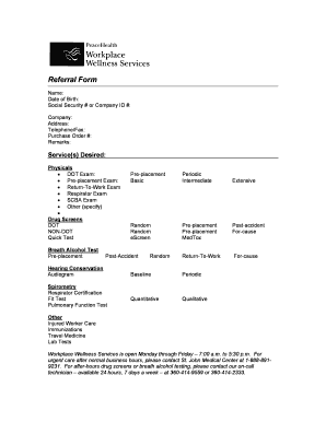 Referral Form for Workplace Wellness Services