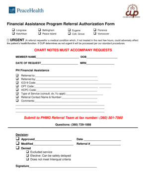 Financial Assistance Program Referral Authorization Form