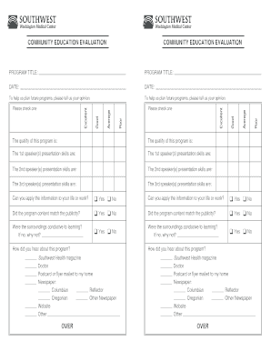 Community Education Evaluation Form