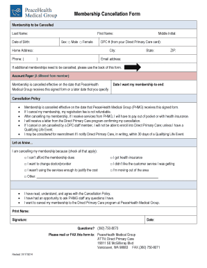 Membership Cancellation Form