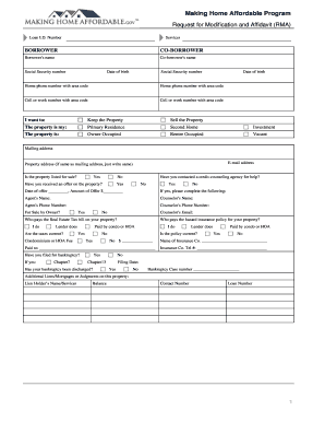Making Home Affordable Program Request for Modification and Affidavit