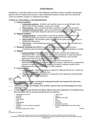 Anesthesia Consent Form