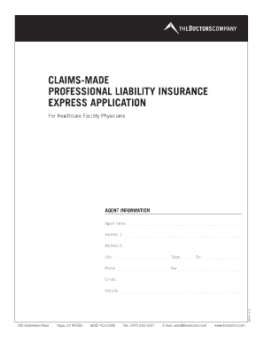Healthcare Facility Physicians Professional Liability Insurance Application