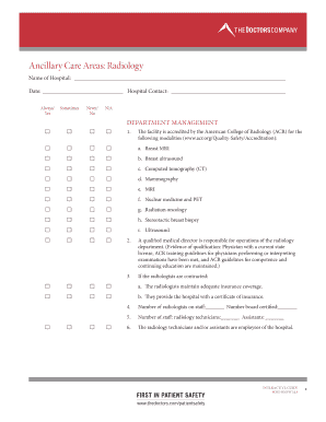 Radiology Department Accreditation Checklist