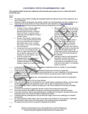 Orthodontic Care Uncovering Teeth Consent Form