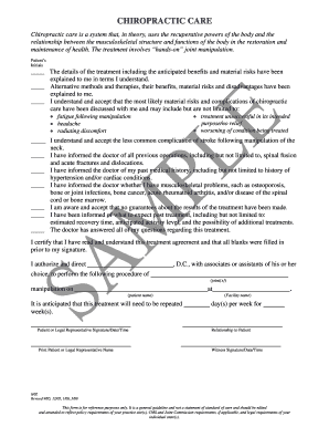 Chiropractic Care Consent Form