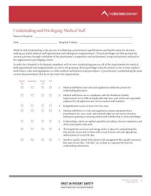 Medical Staff Credentialing and Privileging Form