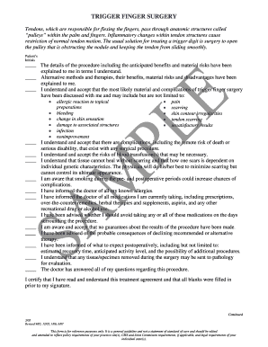 Trigger Finger Surgery Consent Form