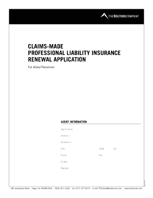 Claims-Made Professional Liability Insurance Renewal Application