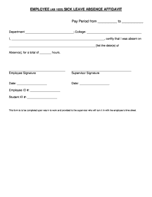 Employee Sick Leave Absence Affidavit