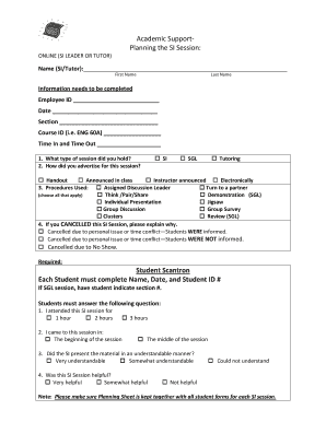 Academic Support Session Planning Form