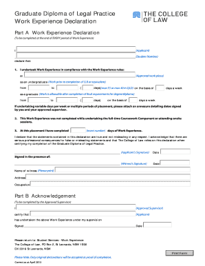 Work Experience Declaration Form