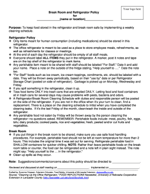 Break Room and Refrigerator Policy