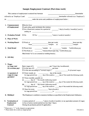 Hong Kong Part-Time Employment Contract