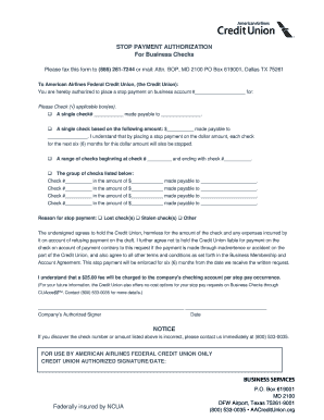 Stop Payment Authorization for Business Checks