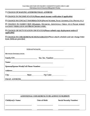 NACCRRA Military Child Care Information Change Request Form