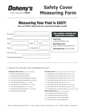 Safety Cover Measuring Form