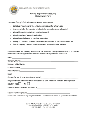 Hernando County Building Division Inspection Scheduling Form