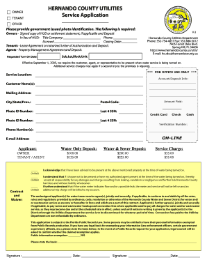 Hernando County Utilities Service Application