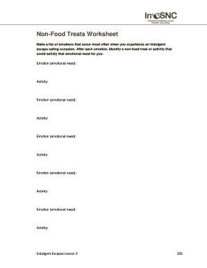 Non-Food Treats Worksheet