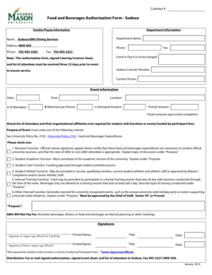 Food and Beverages Authorization Form