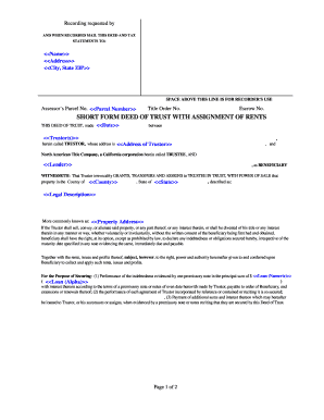 Short Form Deed of Trust with Assignment of Rents
