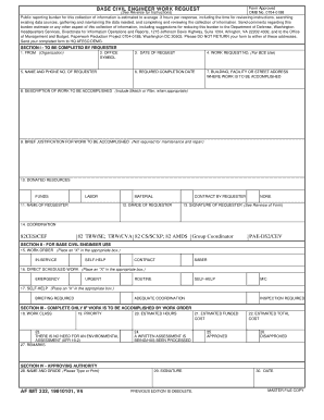 Base Civil Engineer Work Request Form
