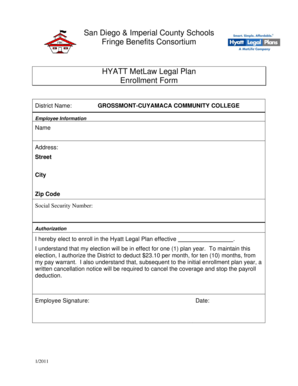 Hyatt MetLaw Legal Plan Enrollment Form