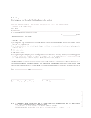 HSBC Business Internet Banking Mandate