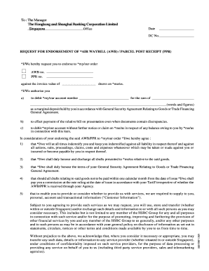Request for Endorsement of Air Waybill