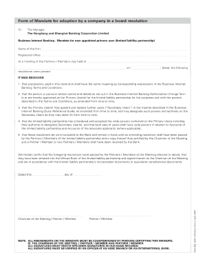 Business Internet Banking Mandate Form