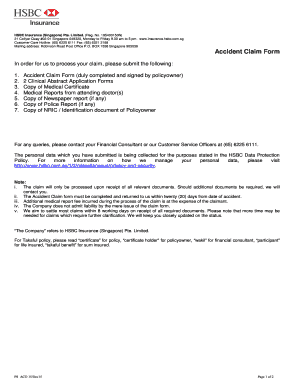 HSBC Singapore Accident Claim Form
