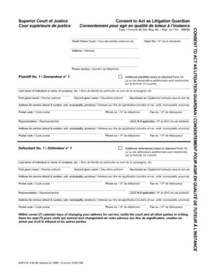 Ontario Litigation Guardian Consent Form