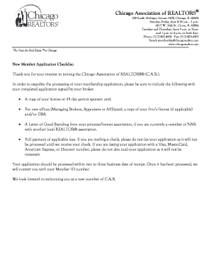 Chicago Association of REALTORS Membership Application