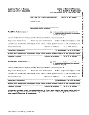 Ontario Notice of Default of Payment