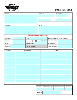 Packing List Template