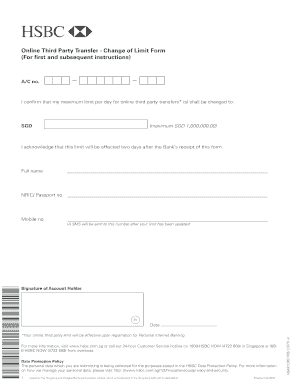 Online Third Party Transfer Limit Change Form