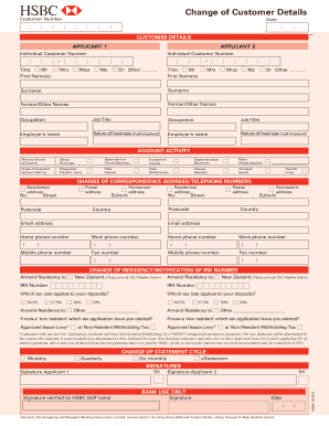 Change of Customer Details Form